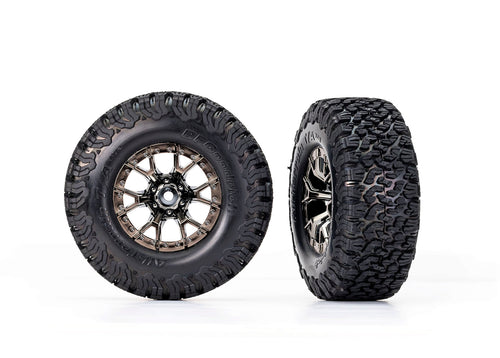 Traxxas 10186-BLKCR — Traxxas 10186-BLKCR Ford Raptor R Black Front Wheels with BFG Tires (2)