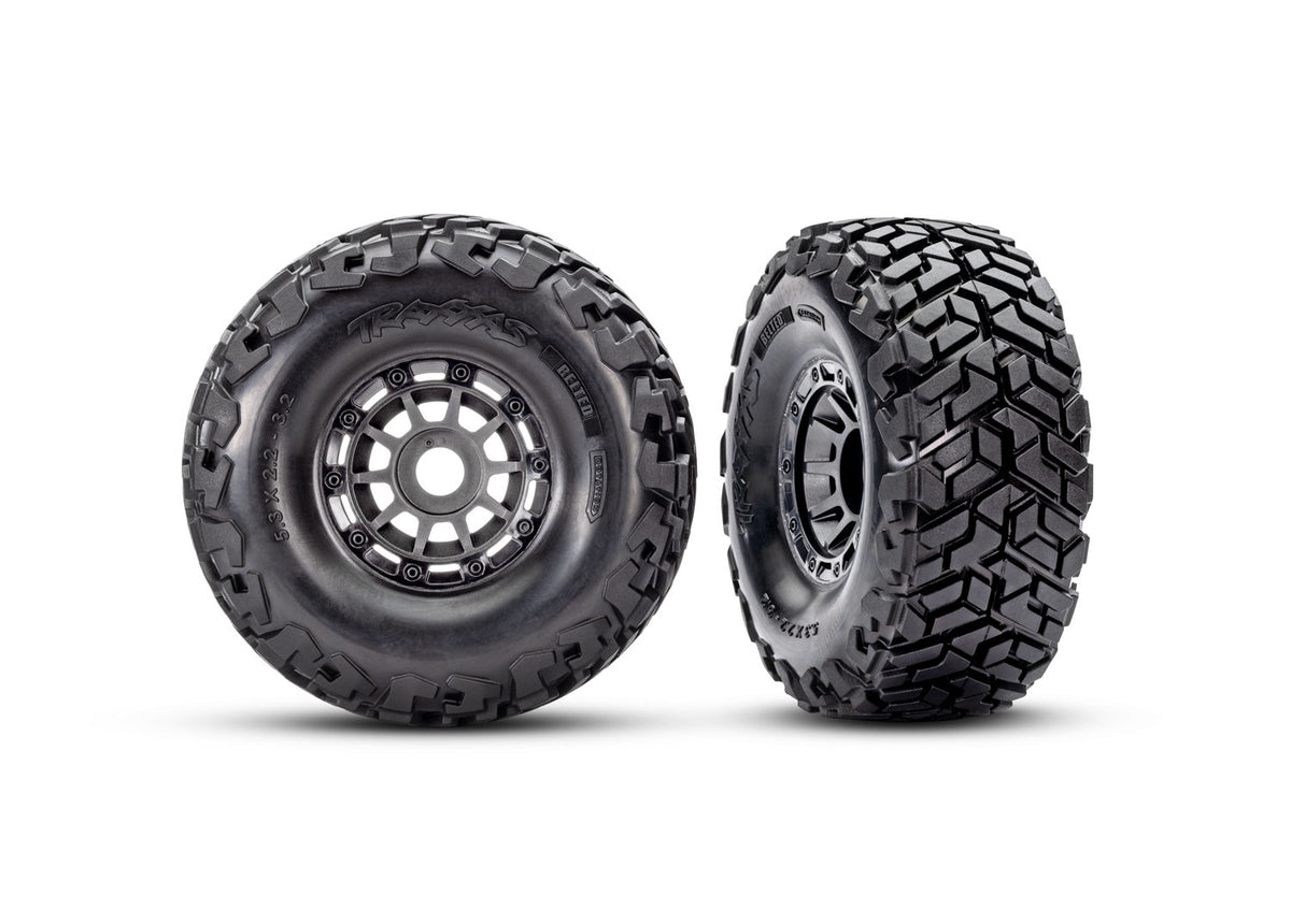 Traxxas 10272-GRAY — Traxxas 10272-GRAY Gray Wheels w/ Maxx SC Belted Tires (2)