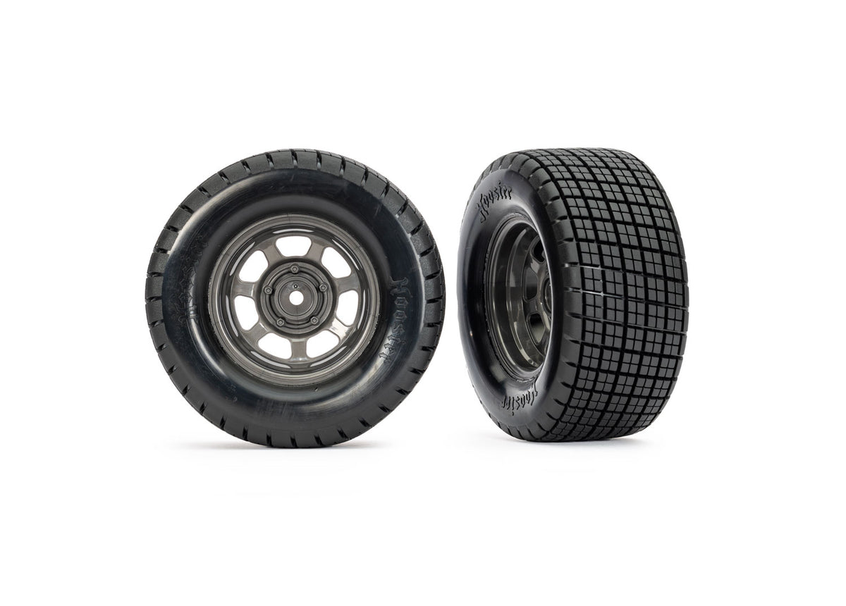 Traxxas 10473X — Traxxas 10473X Dirt Oval Gray Front Wheels w/ Hoosier Tires (2)