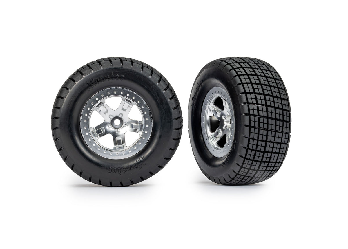 Traxxas 10475 — Traxxas 10475 Dirt Oval Satin Rear Wheels w/ Hoosier Tires (2)