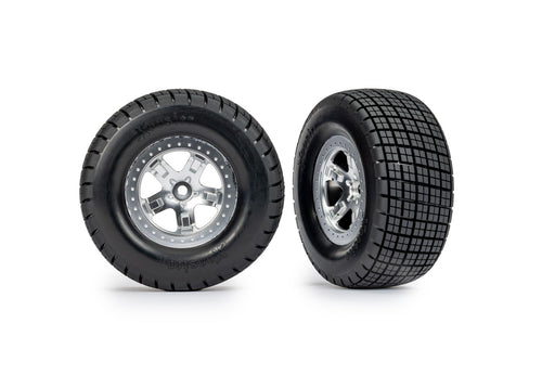 Traxxas 10475 — Traxxas 10475 Dirt Oval Satin Rear Wheels w/ Hoosier Tires (2)