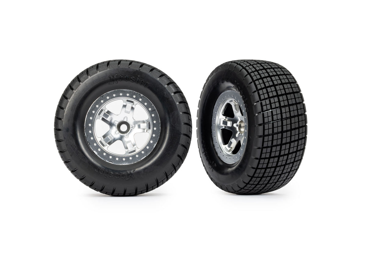Traxxas 10476 — Traxxas 10476 Dirt Oval Satin Front Wheels w/ Hoosier Tires (2)