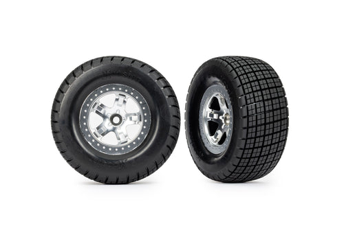 Traxxas 10476 — Traxxas 10476 Dirt Oval Satin Front Wheels w/ Hoosier Tires (2)