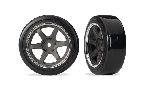 Traxxas 10574 — Traxxas 10574 1.9" Gray 6-Spoke Front Wheels & Hard Drift Tires (2)