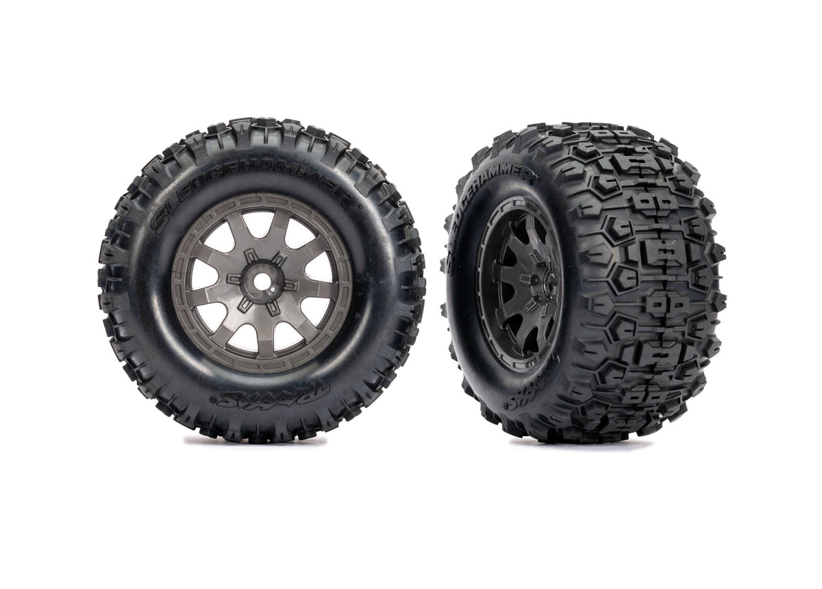 Traxxas 10770-GRAY — Traxxas 10770-GRAY Gray Rear Wheels w/ Sledgehammer Tires (2)