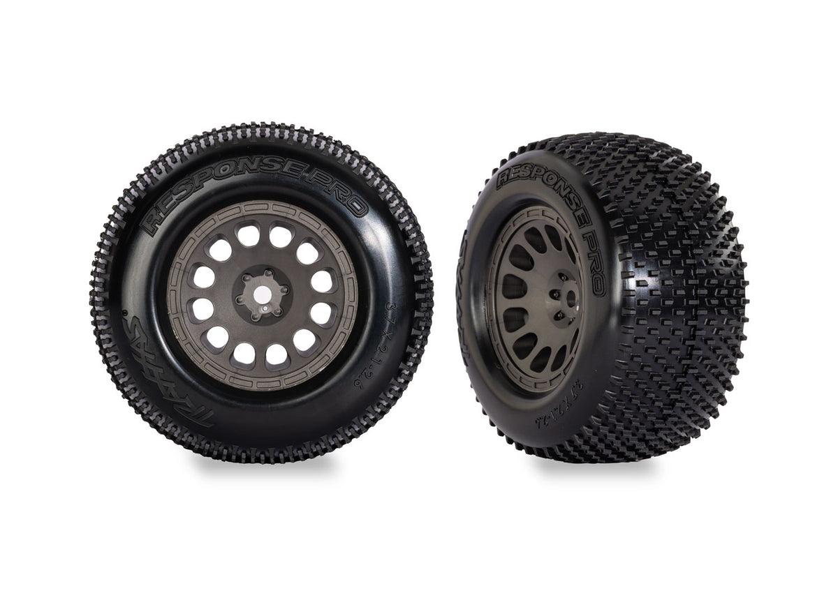 Traxxas 10774-GRAY — Traxxas 10774-GRAY Gray Mini XRT Wheels w/ Response Pro Tires (2)
