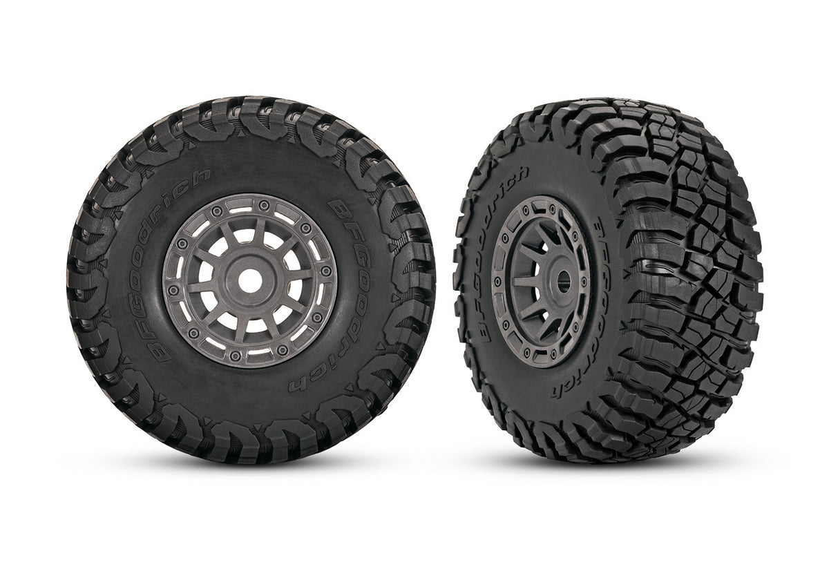 Traxxas 10870-GRAY — Traxxas 10870-GRAY 1.4" Gray Wheels w/ BFG Mud-Terrain Tires (2)