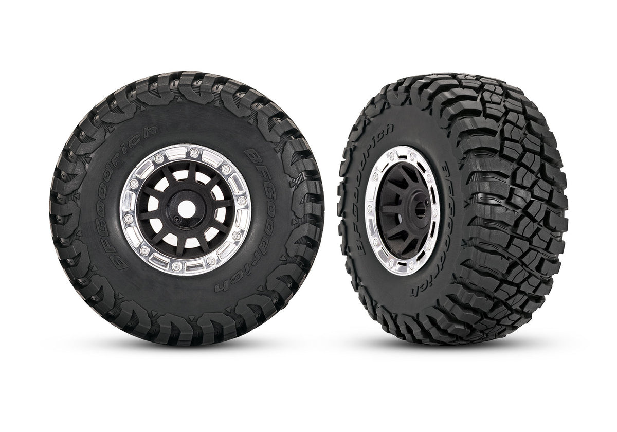 Traxxas 10870-STBLK — Traxxas 10870-STBLK 1.4" Black & Chrome Wheels w/ BFG Mud-Terrain Tires (2)