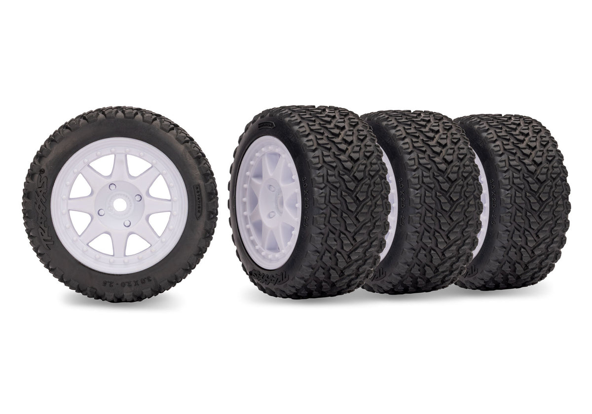 Traxxas 10874 — Traxxas 10874 White Mini Rally Wheels with Rally Tires (4)
