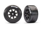 Traxxas 10876-BLK — Traxxas 10876-BLK Black Front Mini Rally Wheels w/ Slick Tires (Hard) (2)