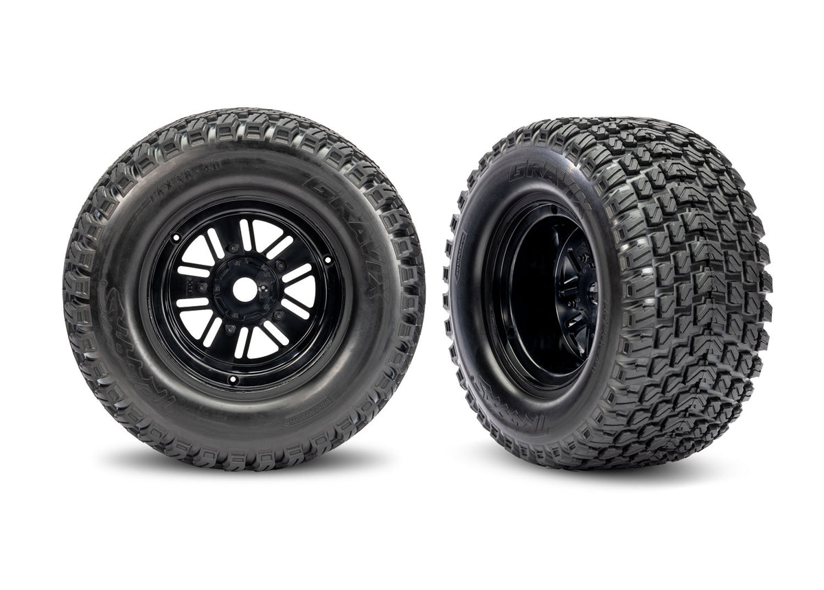 Traxxas 10947 — Traxxas 10947 Black Rear Funco Wheels & Gravix Tires (2)