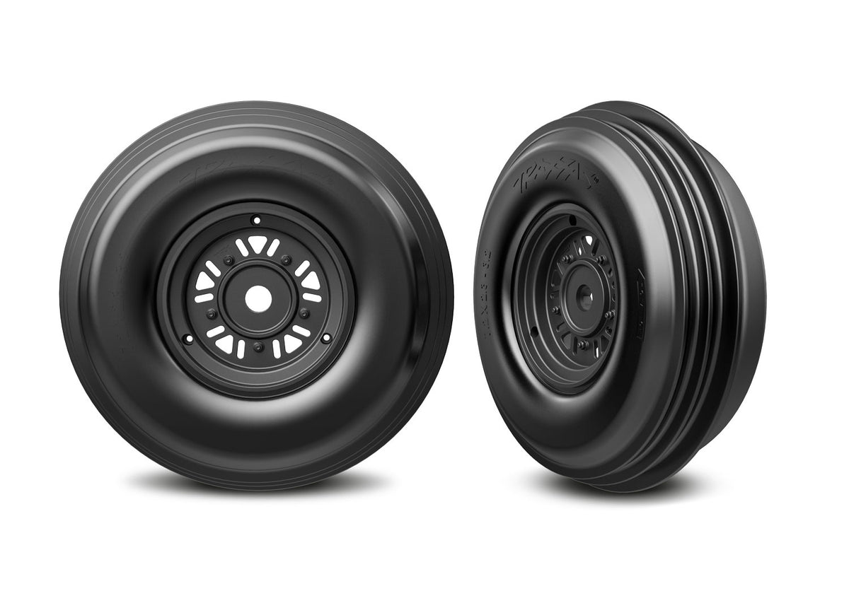 Traxxas 10971 — Traxxas 10971 Funco Black Front Wheels & Ribbed Tires (2)