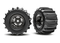 Traxxas 10973-BLKC — Traxxas 10973-BLKC Funco Black Chrome Rear Wheels & Paddle Tires (2)