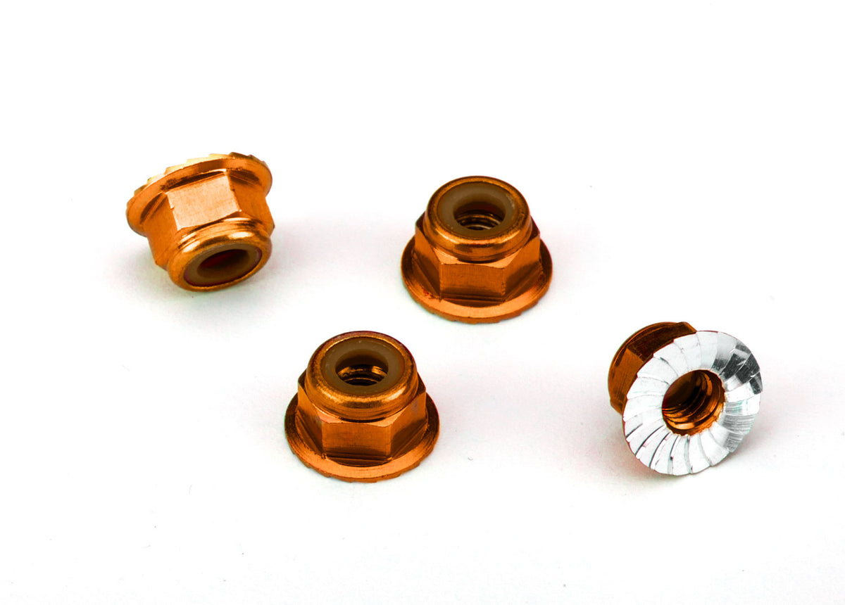 Traxxas 1747T — Traxxas 1747T 4 mm Orange  Aluminum Lock Nuts (4)