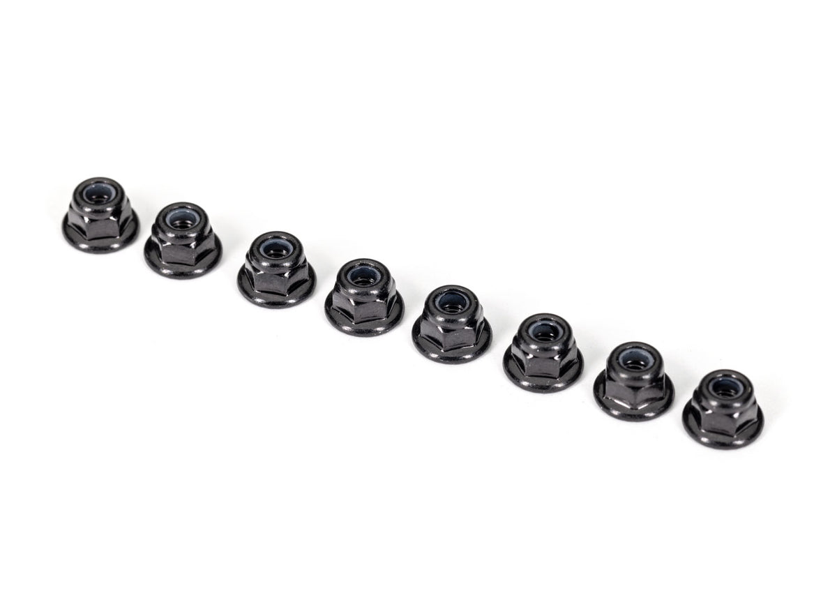 Traxxas 2744X — Traxxas 2744X 3 mm Flanged Nylon Black Locking Nuts (8)