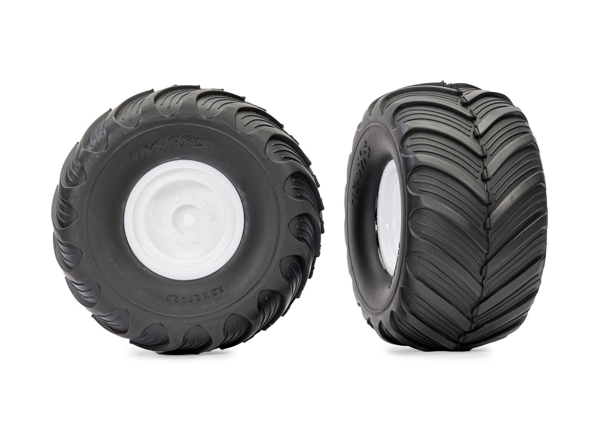 Traxxas 3663-WHT — Traxxas 3663-WHT White Monster Truck Wheels & Terra Groove Tires (2)