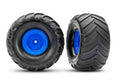 Traxxas 3665-BLUE — Traxxas 3665-BLUE Blue Monster Truck Wheels & Terra Groove Tires (2)