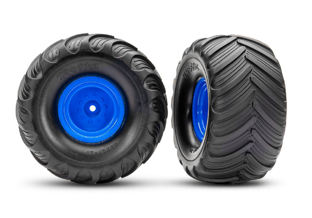 Traxxas 3665-BLUE — Traxxas 3665-BLUE Blue Monster Truck Wheels & Terra Groove Tires (2)
