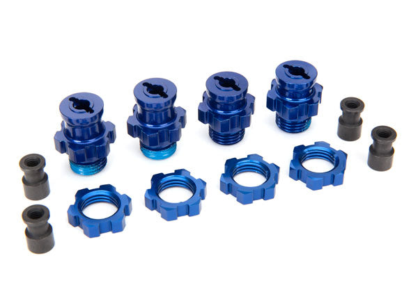 Traxxas 5853X — Traxxas 5853X Blue Aluminum 17 mm Splined Wheel Hub Adapters (4)