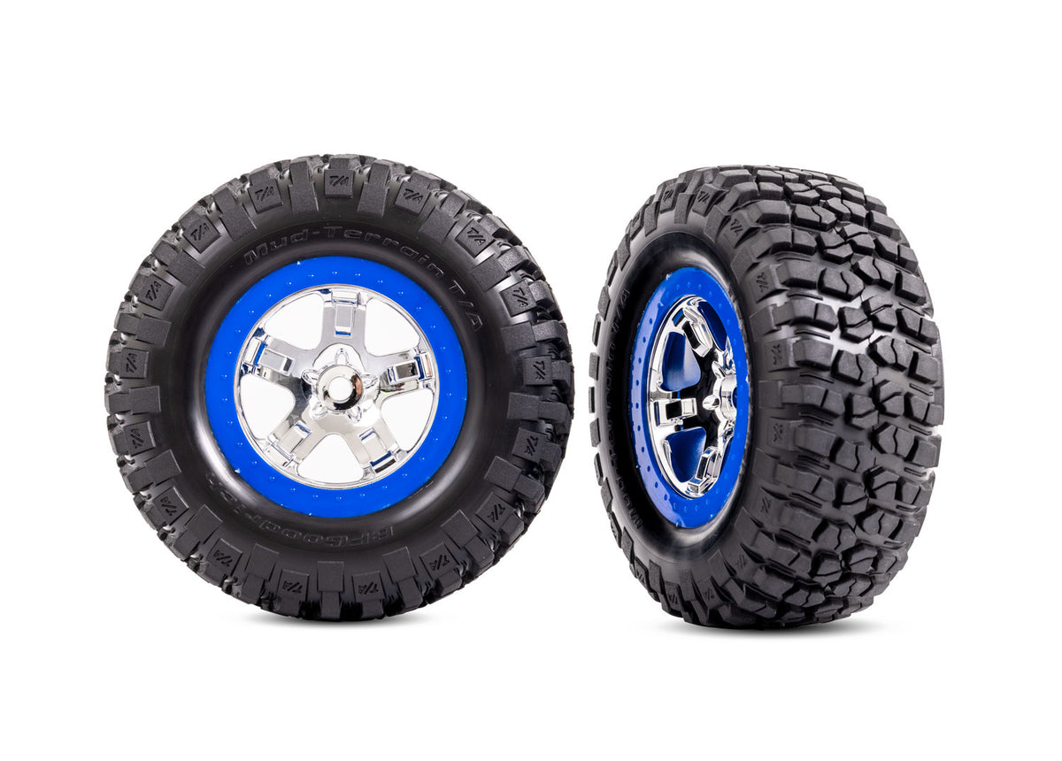 Traxxas 5867A — Traxxas 5867A SCT Chrome & Blue Wheels & BFGoodrich Tires (2)