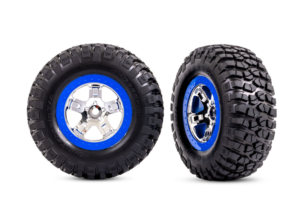 Traxxas 5869A — Traxxas 5869A SCT Chrome & Blue Wheels & BFGoodrich Tires (2)
