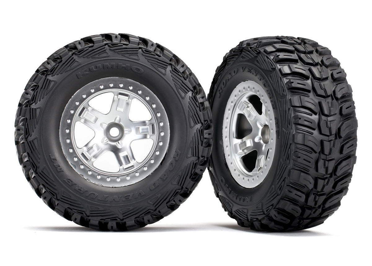Traxxas 5881 — Traxxas 5881 SCT Satin Chrome & Black Wheels & Kumho Tires (2)