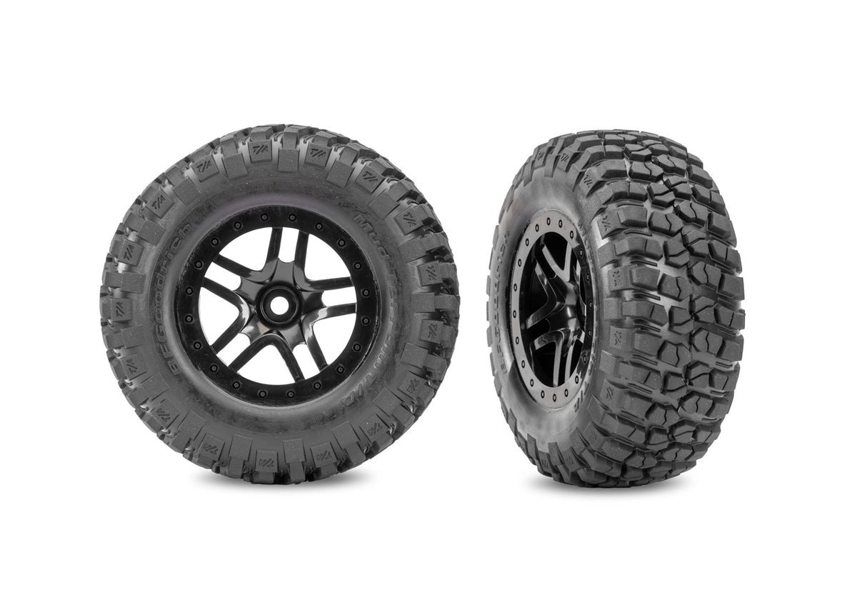 Traxxas 5883-BLK — Traxxas 5883-BLK SCT Black Split-Spoke Wheels & BFGoodrich Tires (2)