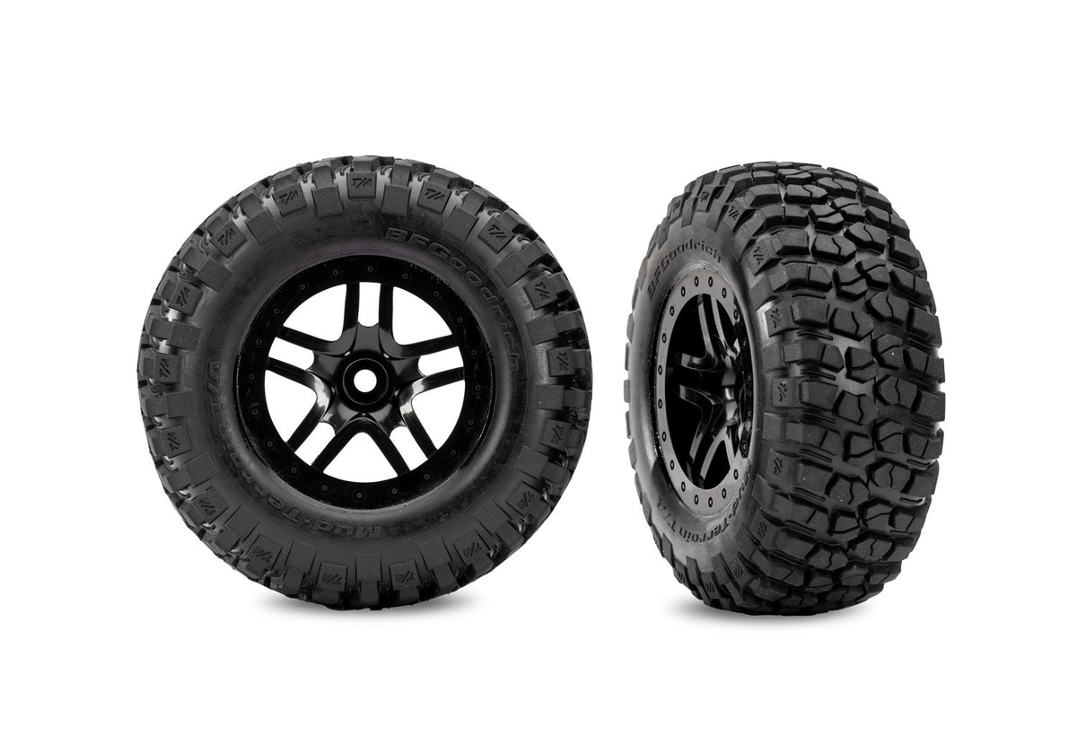 Traxxas 5885-BLK — Traxxas 5885-BLK SCT Black Split-Spoke Wheels & BFGoodrich Tires (2)