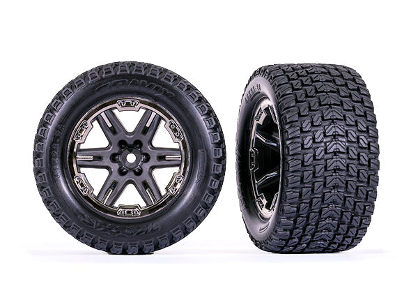 Traxxas 6764-BLKCR — Traxxas 6764-BLKCR RXT 2.8" Black Chrome Wheels & Gravix Tires (2)