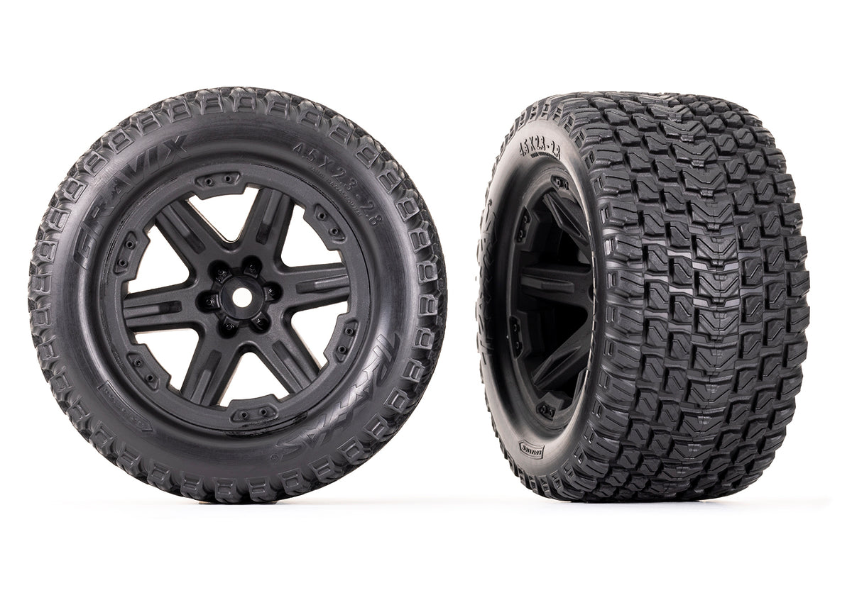 Traxxas 6764 — Traxxas 6764 RXT 2.8" Black Wheels & Gravix Tires (2)