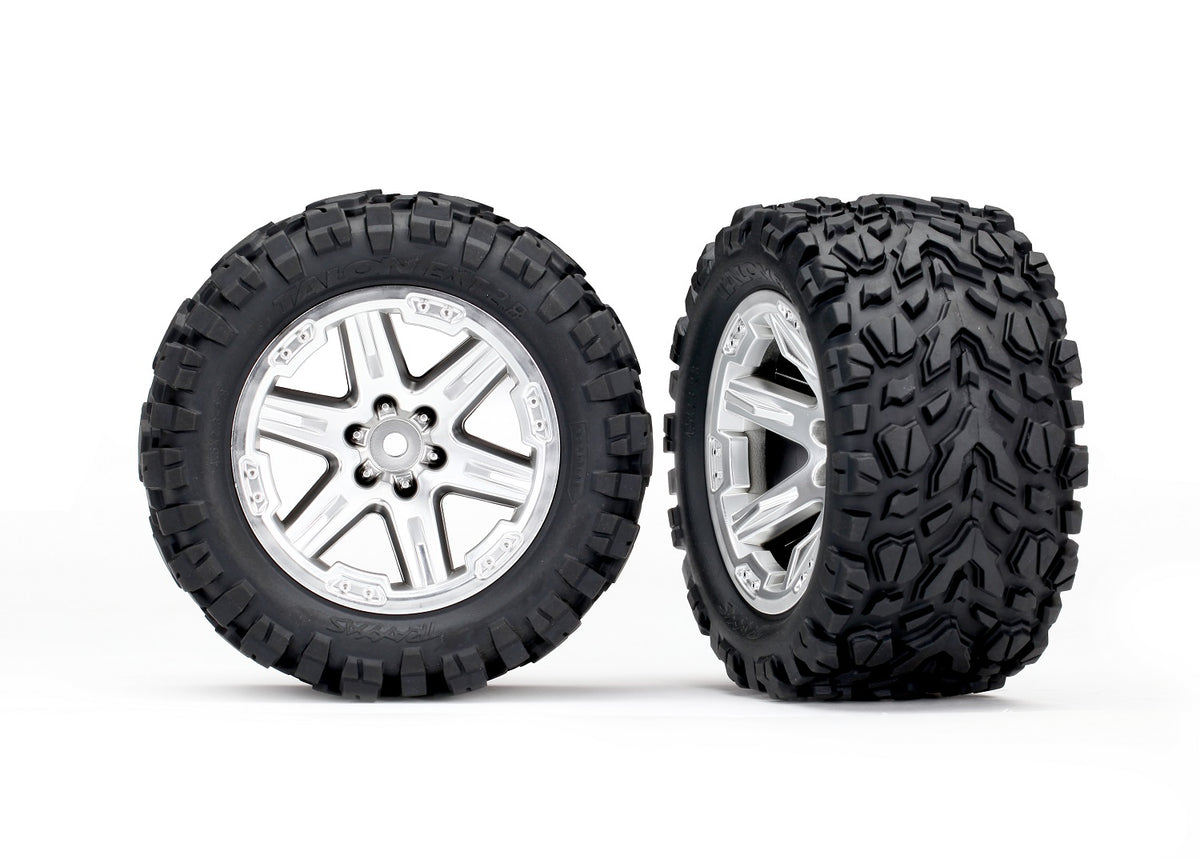 Traxxas 6773R — Traxxas 6773R RXT 2.8" Satin Chrome Wheels & Talon EXT Tires (2)