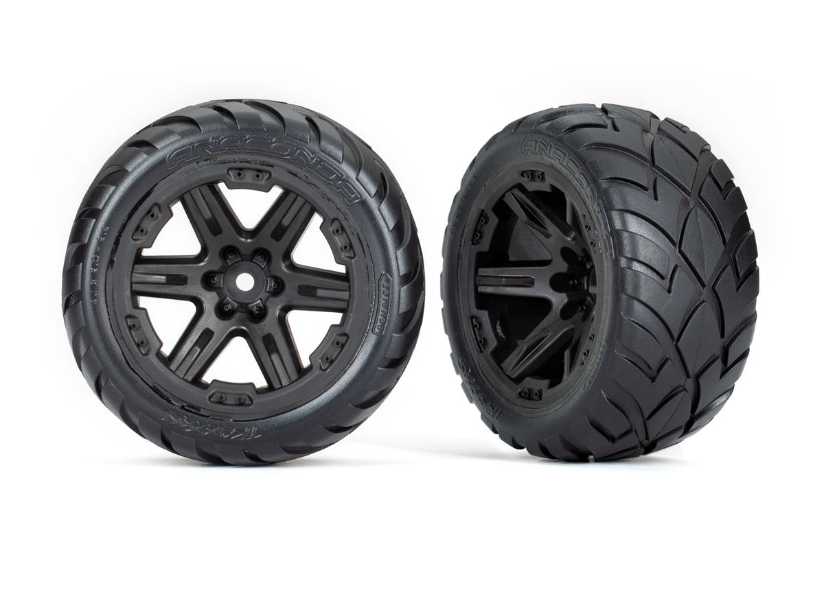 Traxxas 6775 — Traxxas 6775 RXT 2.8" Black Wheels & Anaconda Tires (2)