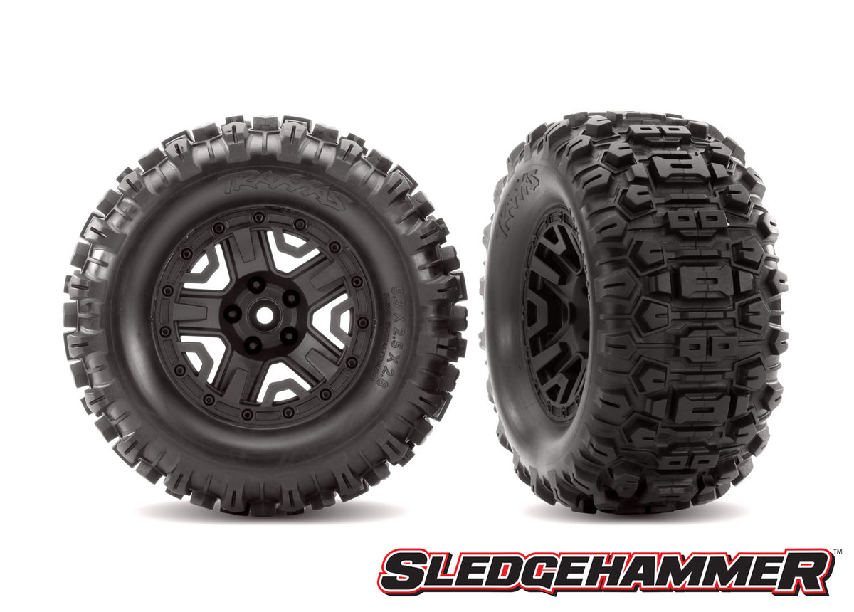 Traxxas 6792 — Traxxas 6792 5-Spoke 2.8" Black Wheels & Sledgehammer Tires (2)