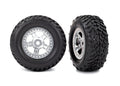 Traxxas 7073 — Traxxas 7073 1/16 Satin Chrome SCT Wheels w/ Tires (2)