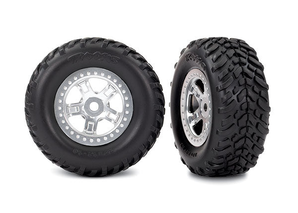Traxxas 7073 — Traxxas 7073 1/16 Satin Chrome SCT Wheels w/ Tires (2)