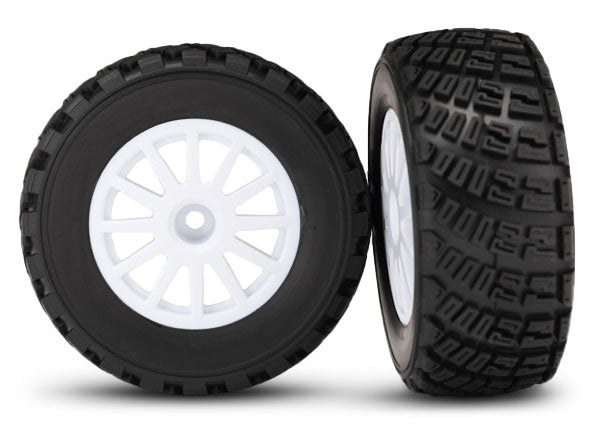 Traxxas 7473 — Traxxas 7473 White 12-Spoke Rally Wheels w/ Rally Tires (2)