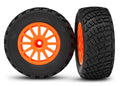 Traxxas 7473A — Traxxas 7473A Orange 12-Spoke Rally Wheels w/ Rally Tires (2)