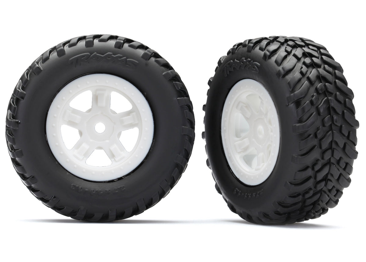 Traxxas 7674X — Traxxas 7674X White 5-Spoke wheels with SCT Tires (2)