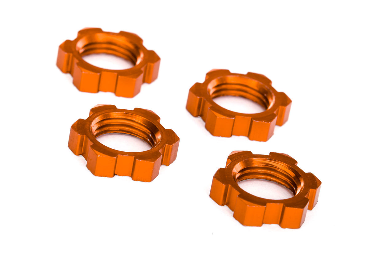 Traxxas 7758T — Traxxas 7758T Serrated 17 mm Orange Aluminum Splined Wheel Nuts (4)