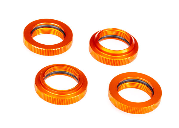 Traxxas 7767-ORNG — Traxxas 7767-ORNG Orange Aluminum GTX Shock Spring Retainers (4)