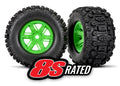 Traxxas 7774G — Traxxas 7774G X-Maxx Green Wheels w/ Sledgehammer Tires (2)