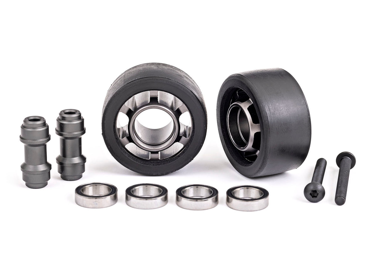 Traxxas 7775A — Traxxas 7775A Gray Aluminum Wheelie Bar Wheels w/ Hardware (2)