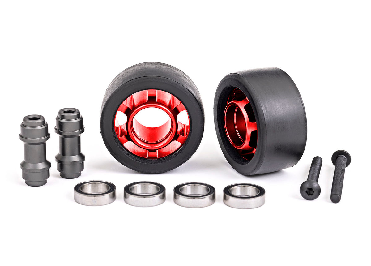 Traxxas 7775R — Traxxas 7775R Red Aluminum Wheelie Bar Wheels w/ Hardware (2)