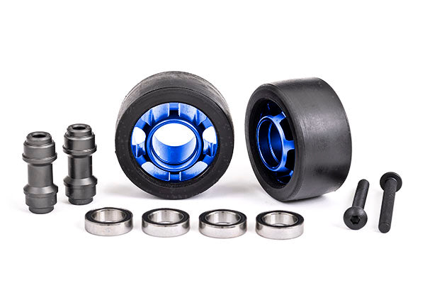 Traxxas 7775X — Traxxas 7775X Blue Aluminum Wheelie Bar Wheels w/ Hardware (2)