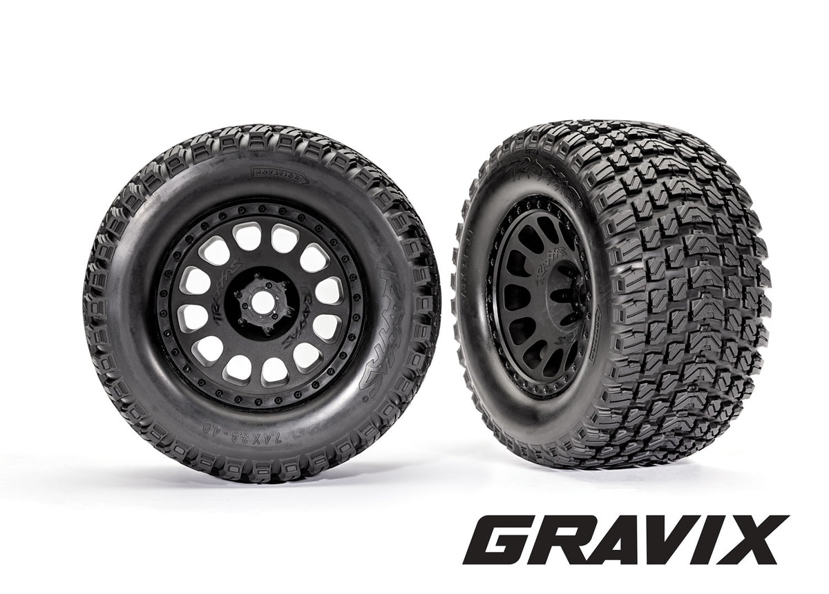 Traxxas 7872 — Traxxas 7872 XRT Black Wheels with Gravix Race Tires (2)