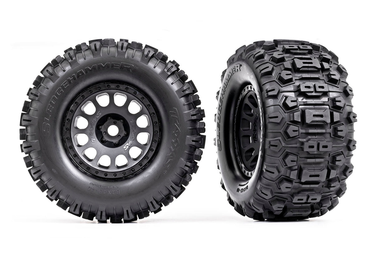 Traxxas 7876 — Traxxas 7876 XRT Matte Black Wheels w/ Sledgehammer Tires (2)