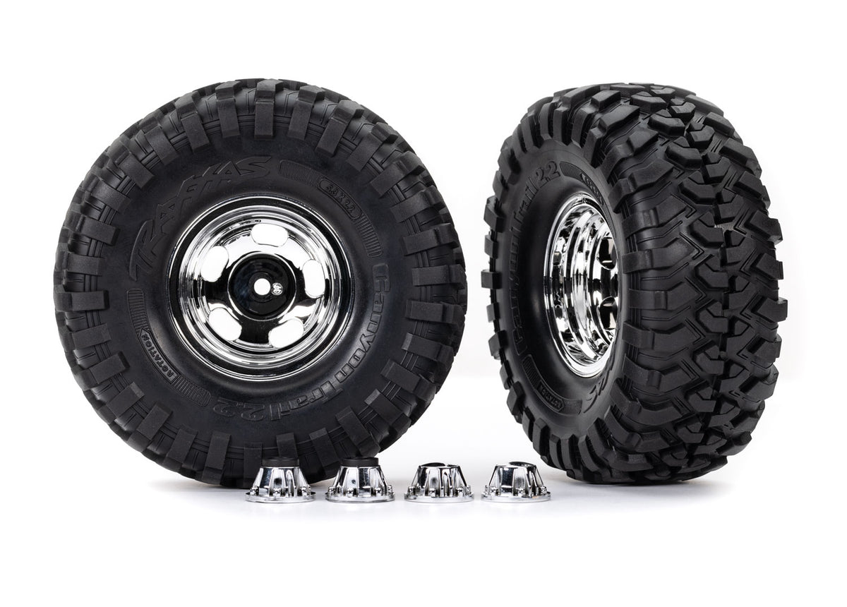 Traxxas 8159X — Traxxas 8159X 2.2" Slotted Chrome Wheels & Canyon Trail Tires (2)