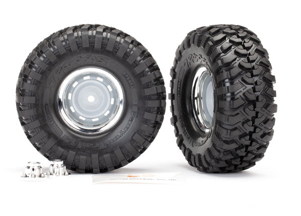 Traxxas 8166 — Traxxas 8166 1.9" Chrome Wheels w/ Canyon Trail Tires & Caps (2)