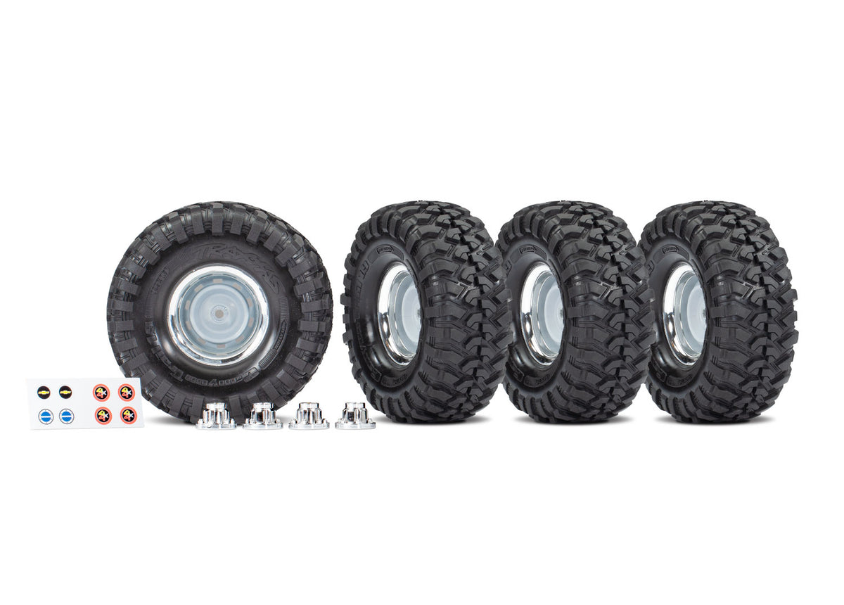 Traxxas 8166X — Traxxas 8166X 1.9" Chrome Wheels w/ Canyon Trail Tires & Caps (4)