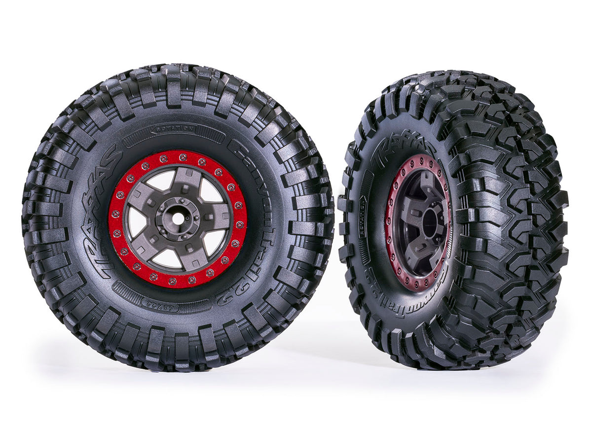 Traxxas 8181-RED — Traxxas 8181-RED 2.2" Red TRX-4 Sport Wheels w/ Canyon Trail Tires (2)